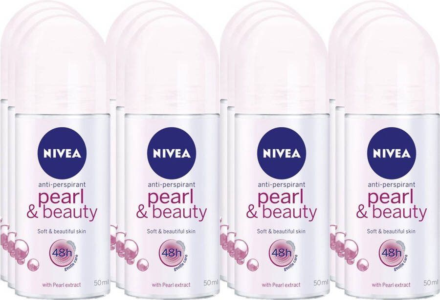 NIVEA Deodorant Roller Pearl & Beauty Voordeelverpakking 12 x 50 ml