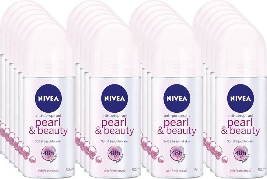 NIVEA Deodorant Roller Pearl & Beauty Voordeelverpakking 24 x 50 ml