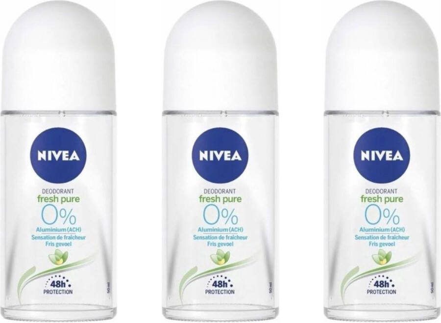 NIVEA Deodorant Roller Pure & Natural Jasmine 3 x 50 ml Voordeelverpakking