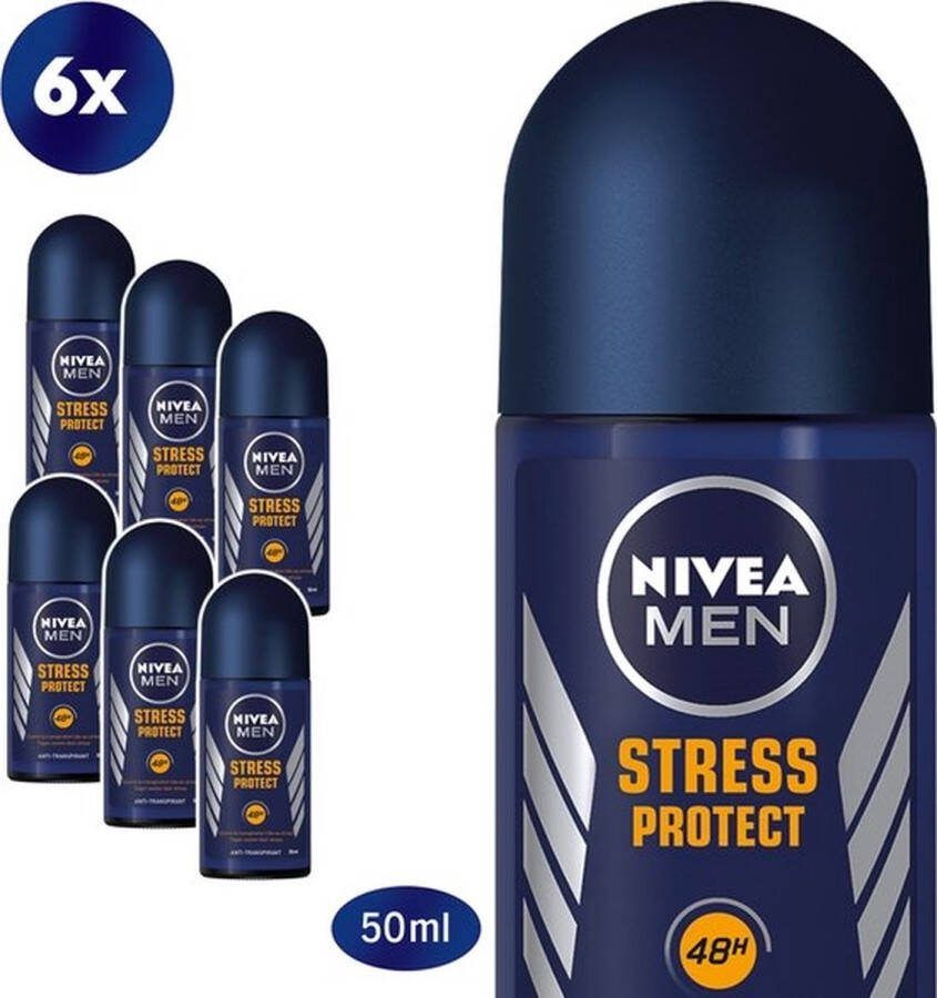 NIVEA Deodorant Roller Stress Protect Male 6 x 50ML Voordeelverpakking