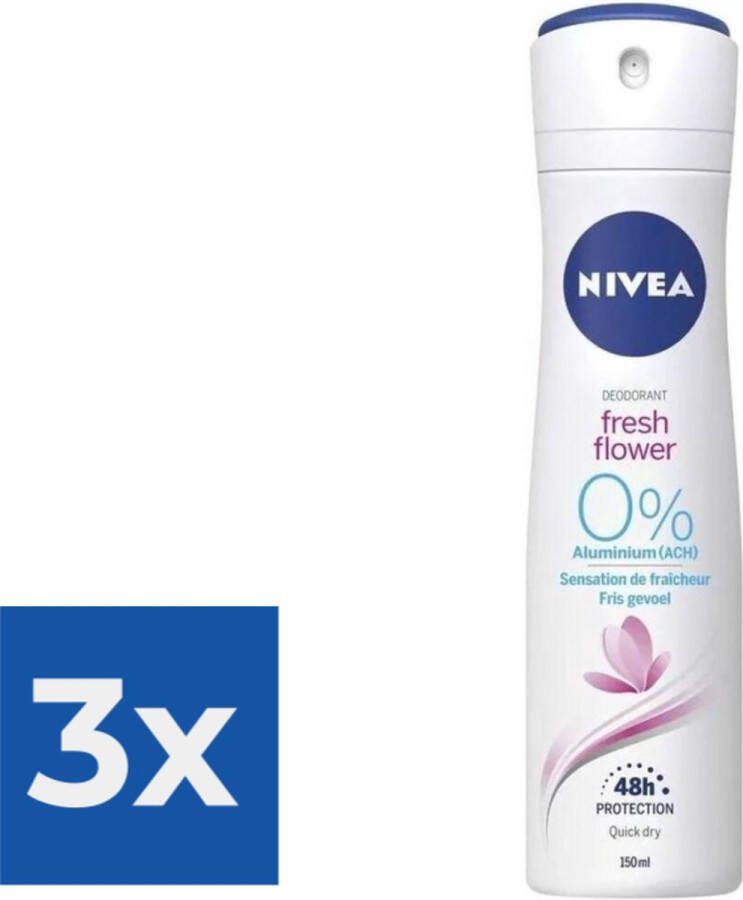 NIVEA Deodorant Spray Fresh Flowers 150 ml Voordeelverpakking 3 stuks