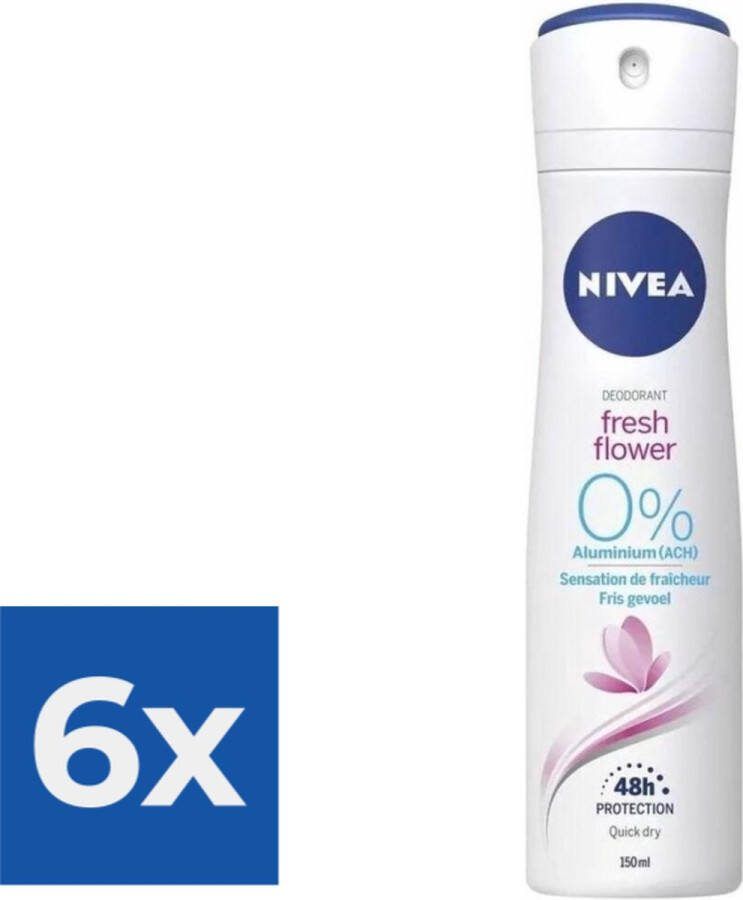 NIVEA Deodorant Spray Fresh Flowers 150 ml Voordeelverpakking 6 stuks