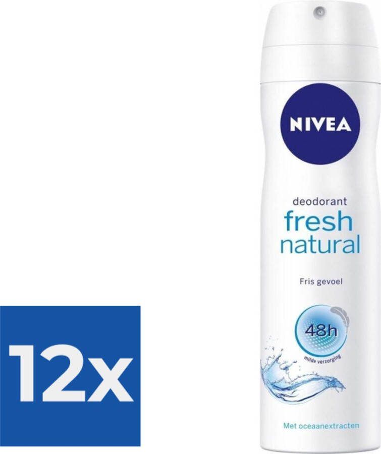 NIVEA Deodorant Spray Fresh Natural 150 ml Voordeelverpakking 12 stuks