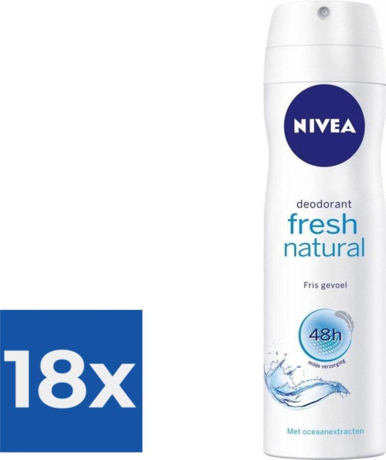 NIVEA Deodorant Spray Fresh Natural 150 ml Voordeelverpakking 18 stuks