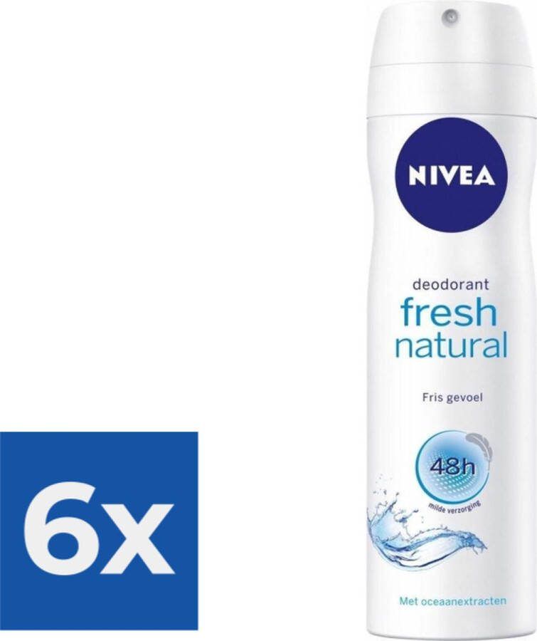 NIVEA Deodorant Spray Fresh Natural 150 ml Voordeelverpakking 6 stuks