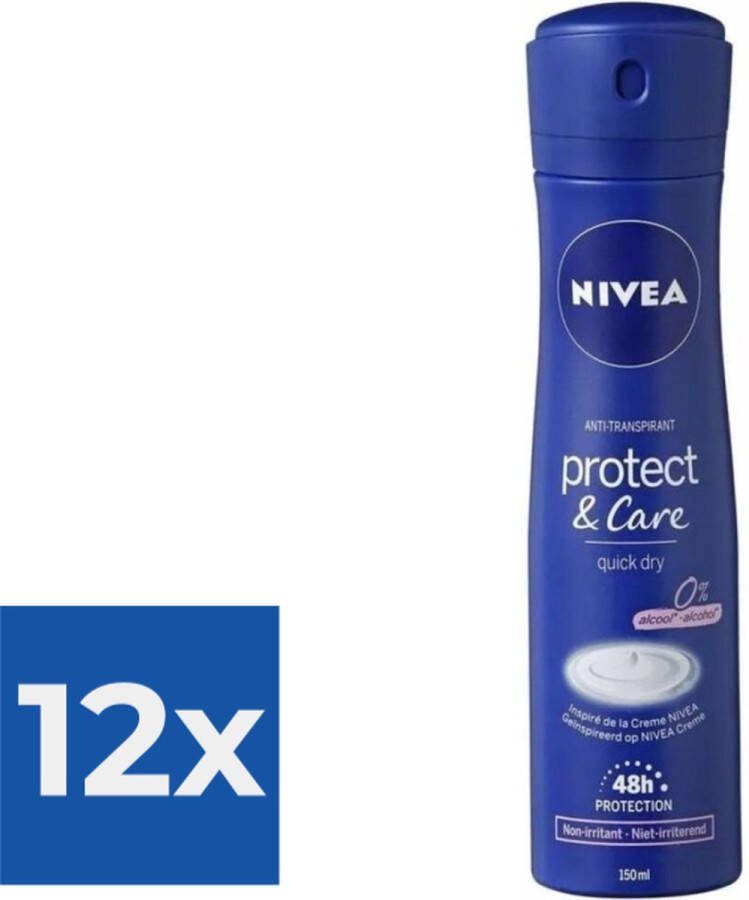 NIVEA Deodorant Spray Protect & Care 150 ml Voordeelverpakking 12 stuks