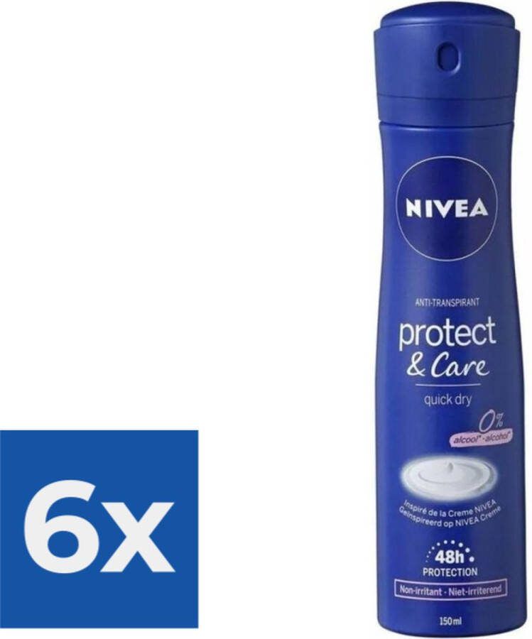 NIVEA Deodorant Spray Protect & Care 150 ml Voordeelverpakking 6 stuks