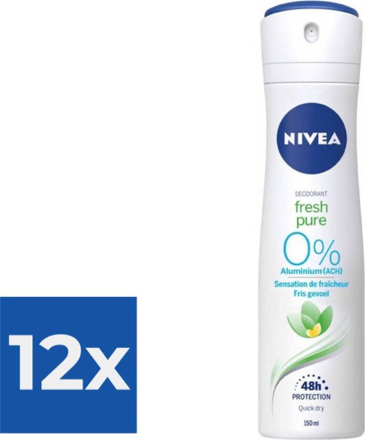 NIVEA Deodorant Spray Pure & Natural Jasmine 150 ml Voordeelverpakking 12 stuks