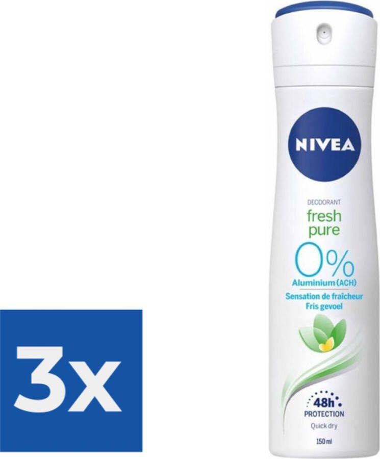 NIVEA Deodorant Spray Pure & Natural Jasmine 150 ml Voordeelverpakking 3 stuks