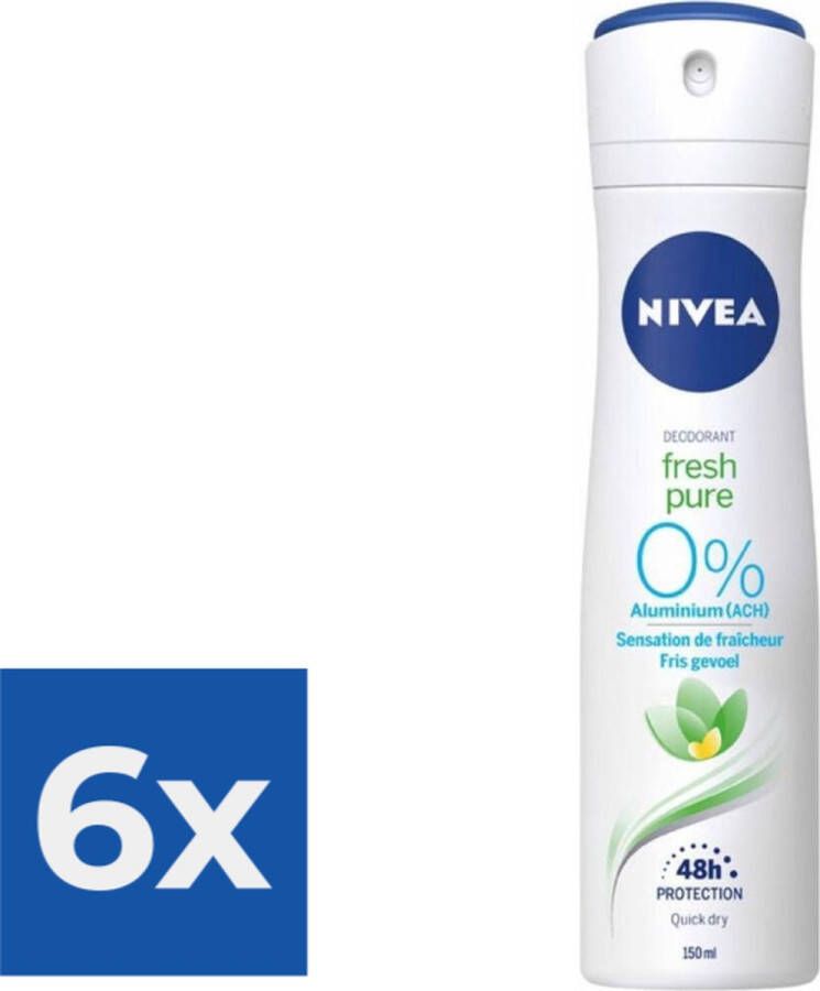 NIVEA Deodorant Spray Pure & Natural Jasmine 150 ml Voordeelverpakking 6 stuks