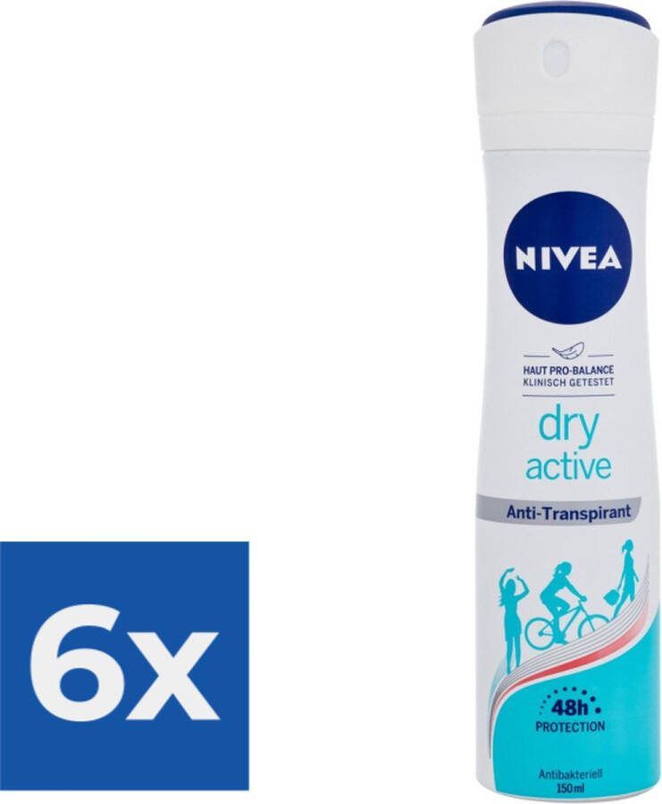 NIVEA deospray Dry Active 150ml Voordeelverpakking 6 stuks