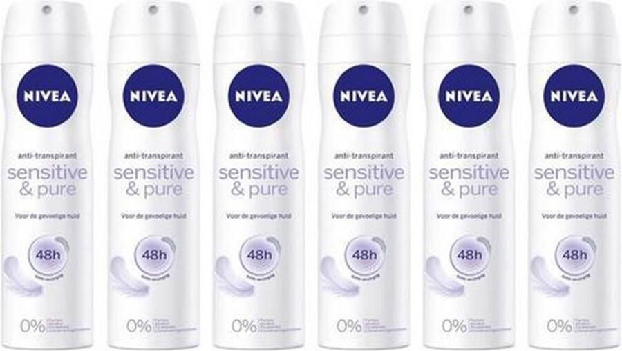 NIVEA Deospray – Sensitive & Pure Voordeelverpakking 6 x 150 ml