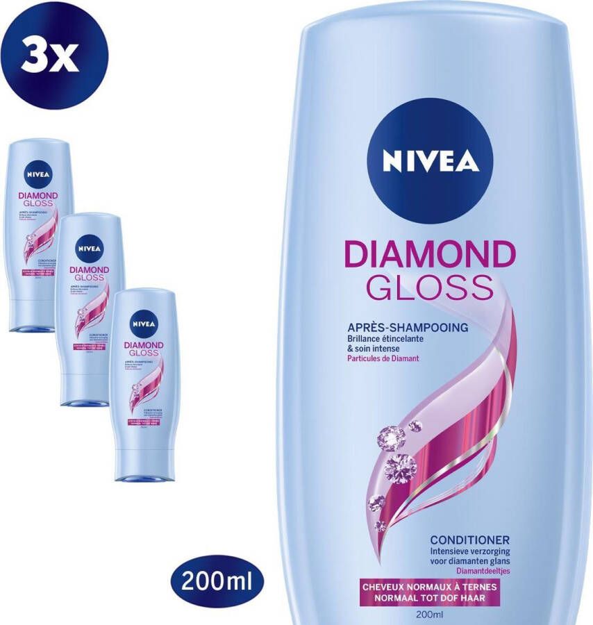 NIVEA Diamond Gloss Care Conditioner 3 x 200 ml Voordeelverpakking