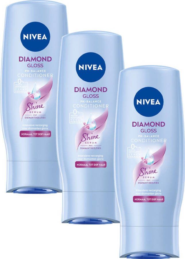 NIVEA Diamond Gloss Conditioner Haarconditioner Met heilzame rozenolie Voor normaal tot dof haar Voordeelverpakking 6 x 200 ml