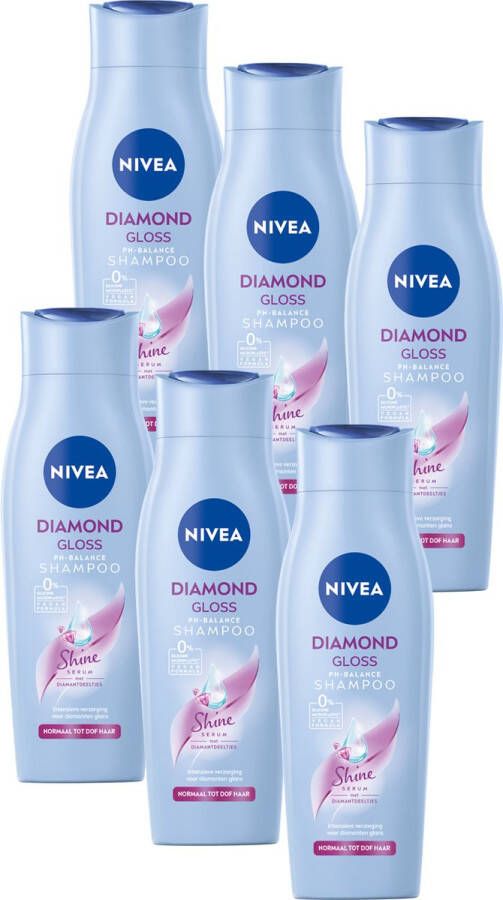 NIVEA Diamond Gloss Care Shampoo 6 x 250 ml Voordeelverpakking