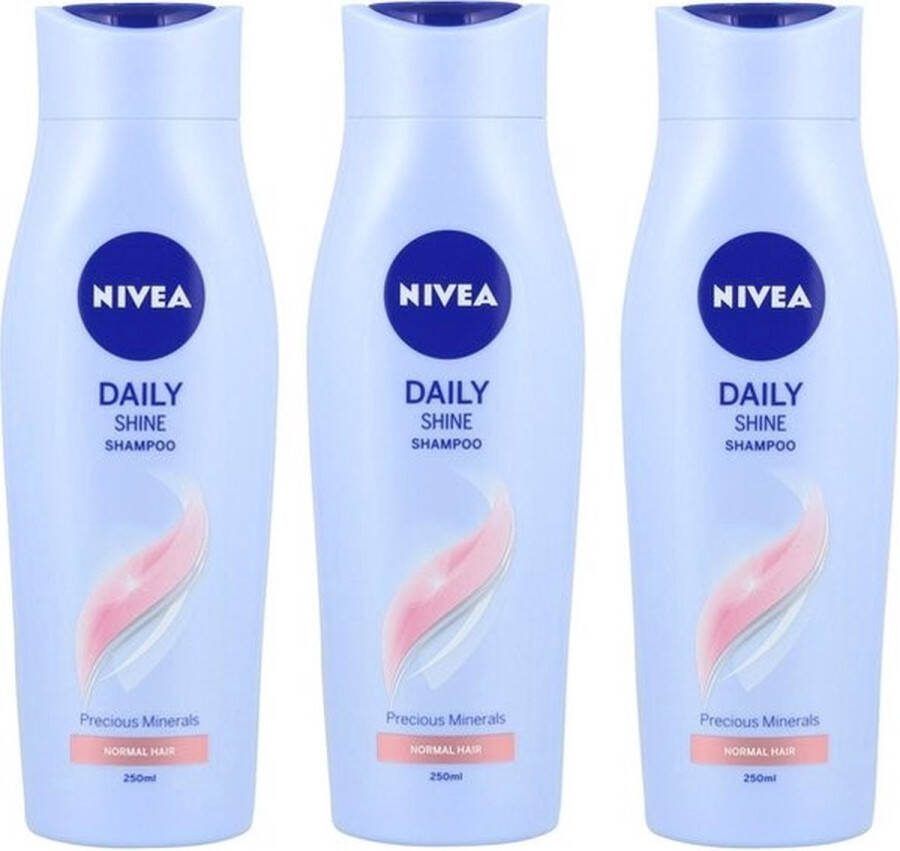 NIVEA Diamond Gloss Shampoo Voor pluizig haar Met Rozenolie Voordeelverpakking 3 x 250 ml