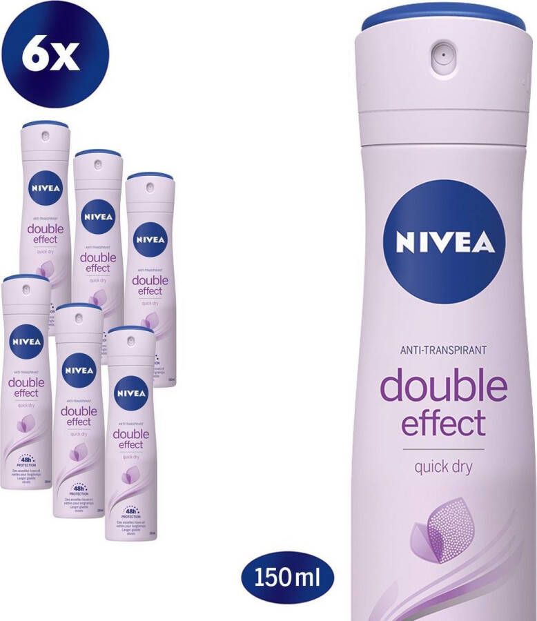 NIVEA Double Effect 6 x 150 ml Voordeelverpakking Deodorant Spray