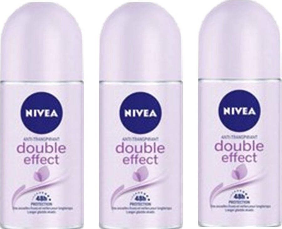 NIVEA Double Effect Deodorant Roller 3 x 50 ml Voordeelverpakking