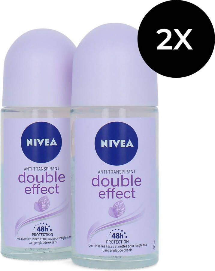 NIVEA Double Effect Roll On Deodorant 2 x 50 ml