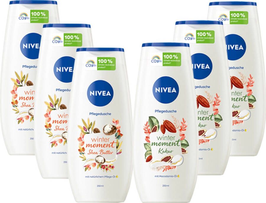 NIVEA Douchecrème Winter Moment Mix Pakket Shea Butter & Cacao Voordeelverpakking 6 x 250ml