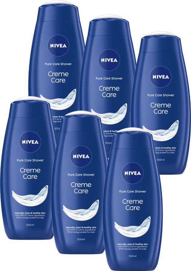 NIVEA Douchegel Creme Care Douchecrème Hydrateert Voordeelverpakking 6 x 500 ml