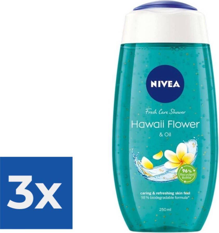 NIVEA Douchegel Hawaii Flower & Oil 250 ml Voordeelverpakking 3 stuks