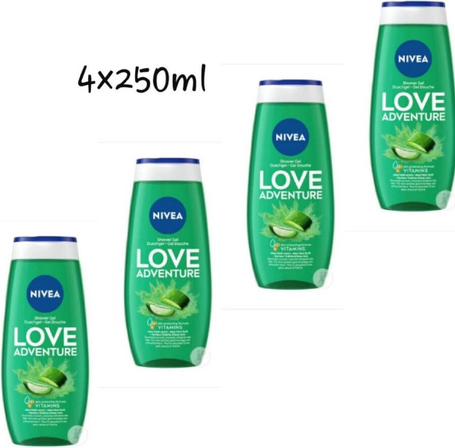 NIVEA Douchegel Love Adventure met Aloë Vera 4 X 250 ML