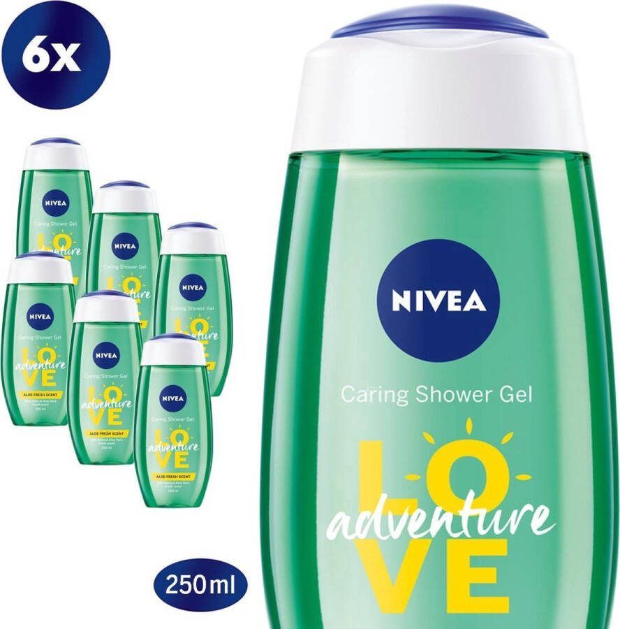 NIVEA Douchegel Love Adventure Voordeelverpakking 6 x 250 ml