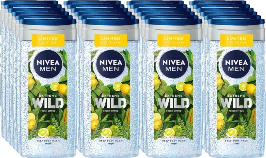 NIVEA Douchegel Men  Extreme Wild Fresh Citrus 250 ml Voordeelverpakking 12 stuks