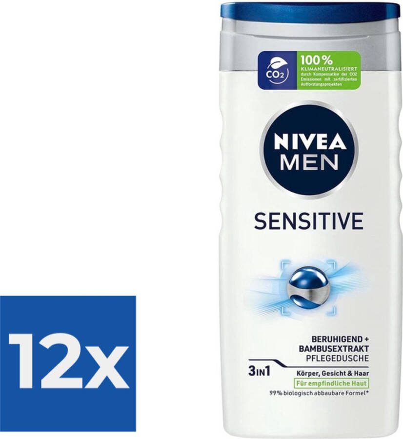 NIVEA Douchegel Men Sensitive 250 ml Voordeelverpakking 12 stuks