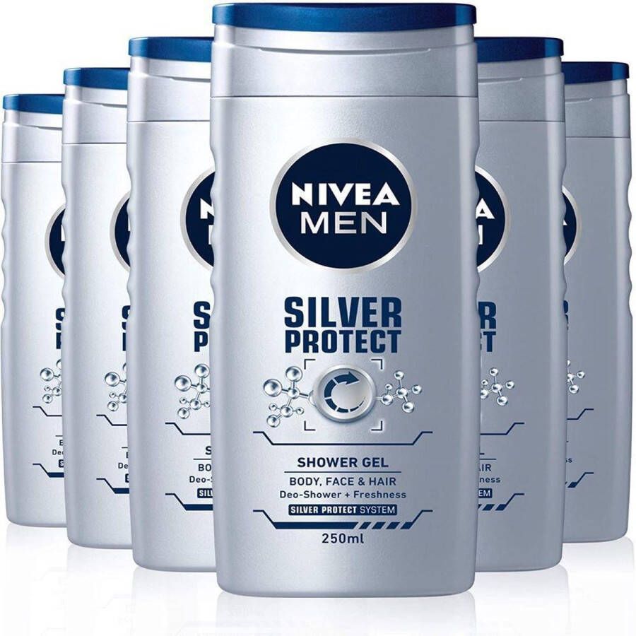 NIVEA Douchegel Men – Silver Protect Voordeelverpakking 6 x 250 ml