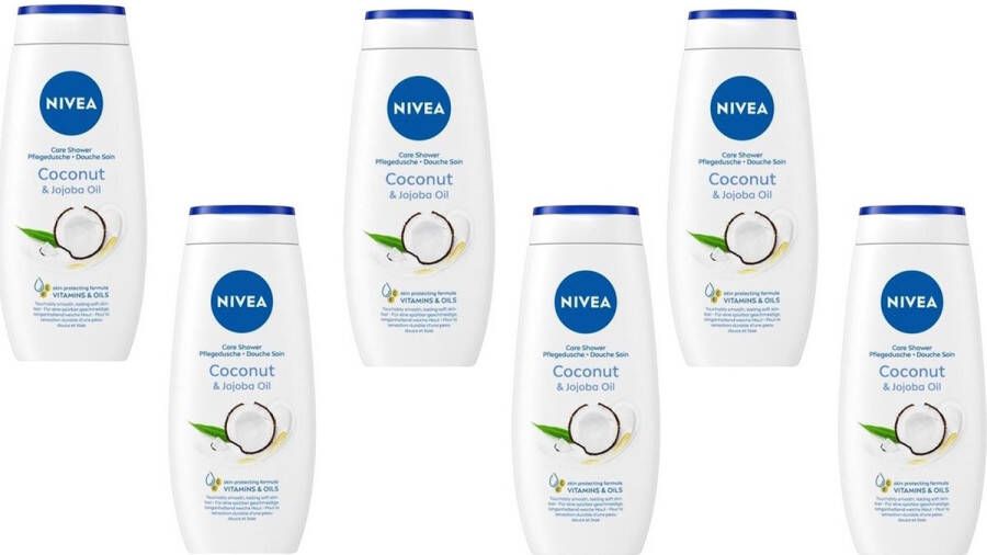 NIVEA Douchegel Women – Care & Coconut Voordeelverpakking 6 x 250 ml