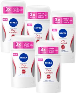 NIVEA Dry Comfort Anti-Perspirant deodorant stick 5 x 50 ml voordeelverpakking