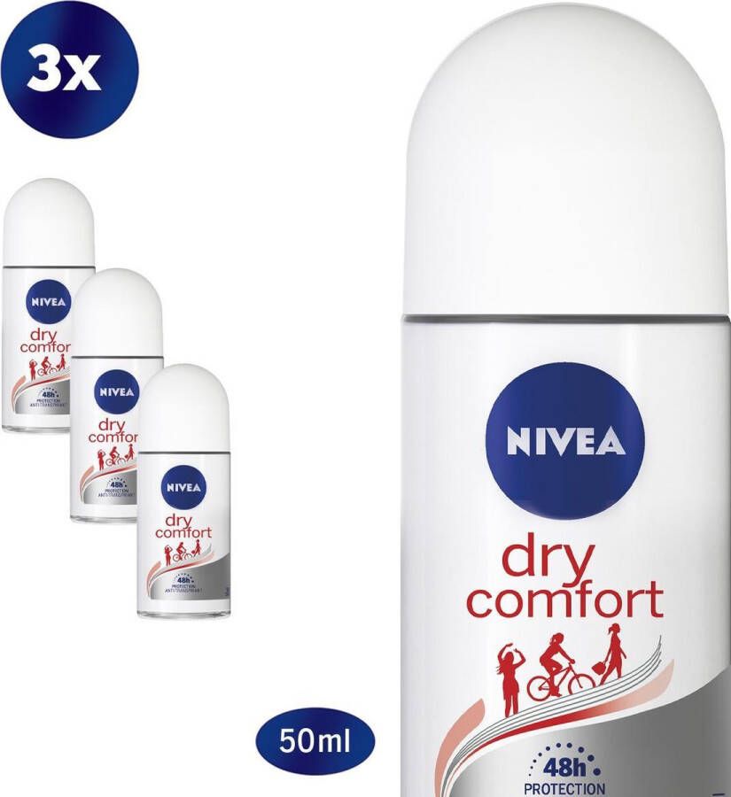 NIVEA Dry Comfort Deodorant Roller 3 x 50 ml Voordeelverpakking