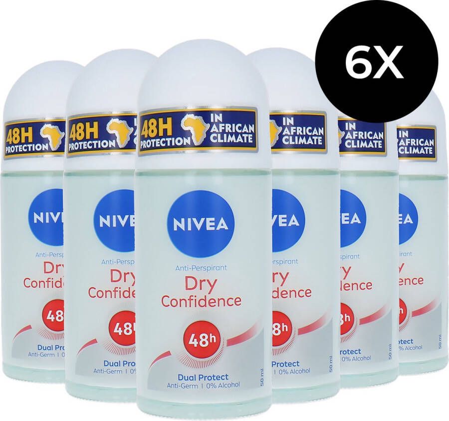 NIVEA Dry Confidence Deo Roller 6 x 50 ml