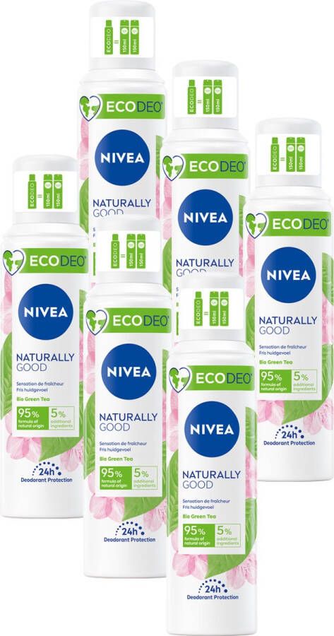 NIVEA Ecodeo Naturally Good Bio Green Tea Deodorant voordeelverpakking 6 x 125ml
