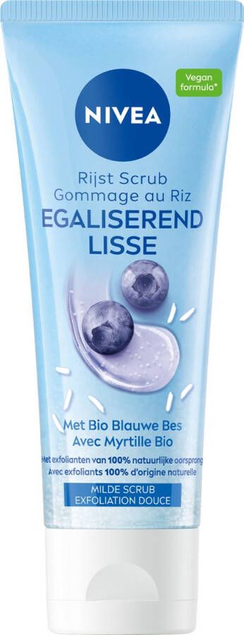 NIVEA Egaliserende Bio Rijst Face Scrub Gezicht Gezichtsscrub Gezichtsreiniger Normale huid Gezichtsreiniging Verzachtende werking Bio blauwe bes 75 ml