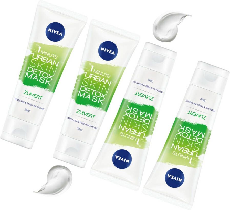 NIVEA Essentials 1 Minuut Urban Skin Detox Gezichtsmasker Voordeelbundel 4 x 75 ml