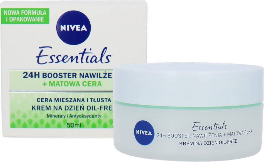 NIVEA Essentials 24H Hydration Booster Mattifying Oil-Free Dagcrème 50 ml (Poolse Verpakking)