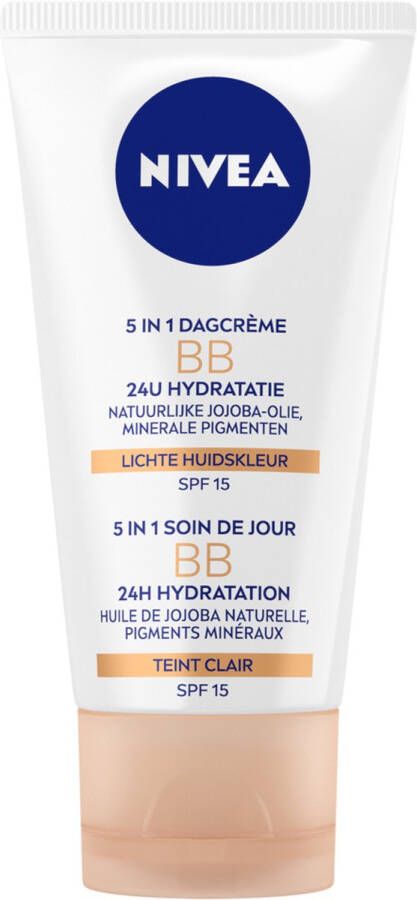 NIVEA Essentials 5in1 BB Dagcrème Light BB crème SPF 15 Met jojoba-olie en minerale pigmenten 50 ml