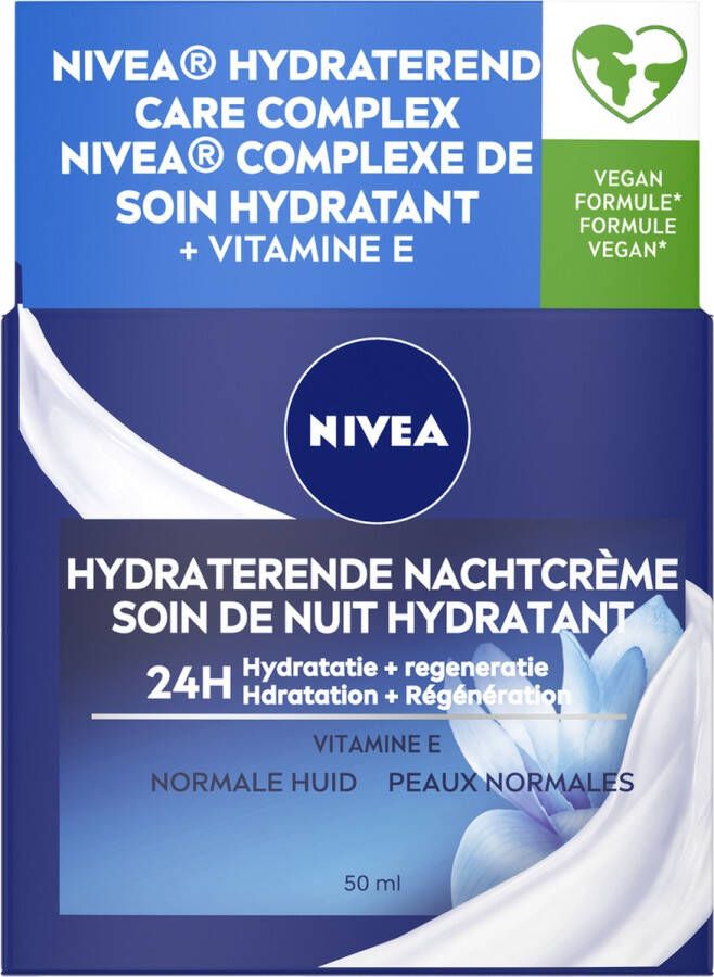 NIVEA Essentials Hydraterende Nachtcrème Normale tot gemengde huid Met lotusextract en waterlelie-extract Vitamine E en Provitamine B5 50 ml