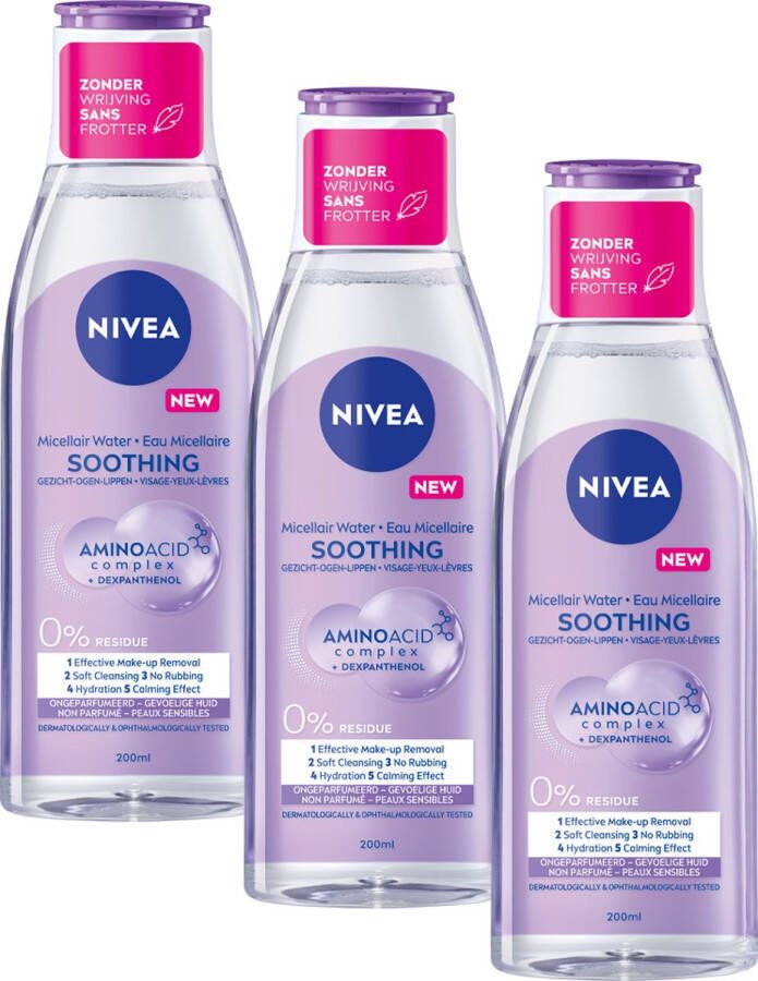 NIVEA Essentials Sensitive & Verzorgend Micellair Water Gezichtsreiniger 3 x 200 ml voordeelverpakking