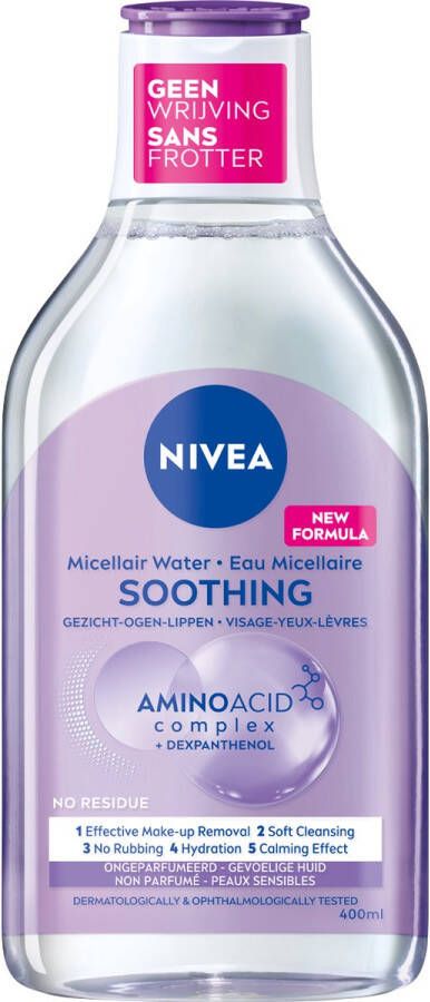 NIVEA Essentials Soothing Micellair Water Gevoelige huid Aminozuren Dexpanthenol Make up remover Reinigingswater Gezicht Wassen 400 ml