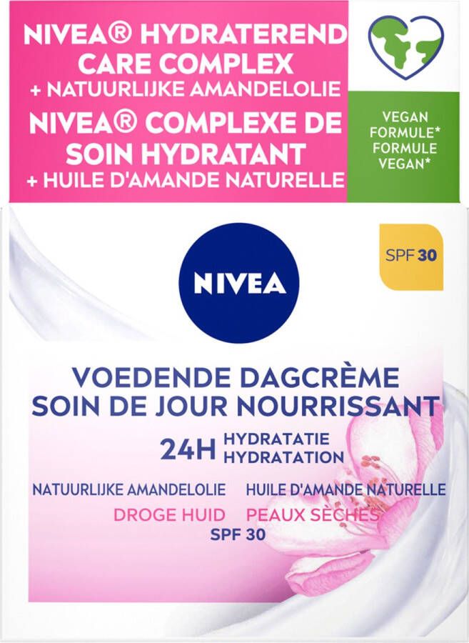 NIVEA Essentials Voedende Dagcrème Gezichtscreme Droge huid SPF 30 Gezichtsverzorging Met amandelolie en sheaboter 50 ml