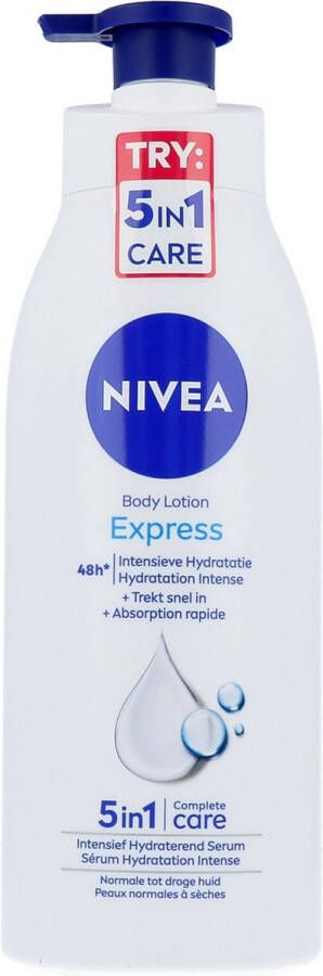 NIVEA Express 5-in-1 Bodylotion met Pomp Voor Normale en Droge Huid Serum en Mineralen 48H Hydraterende Lotion 400 ml