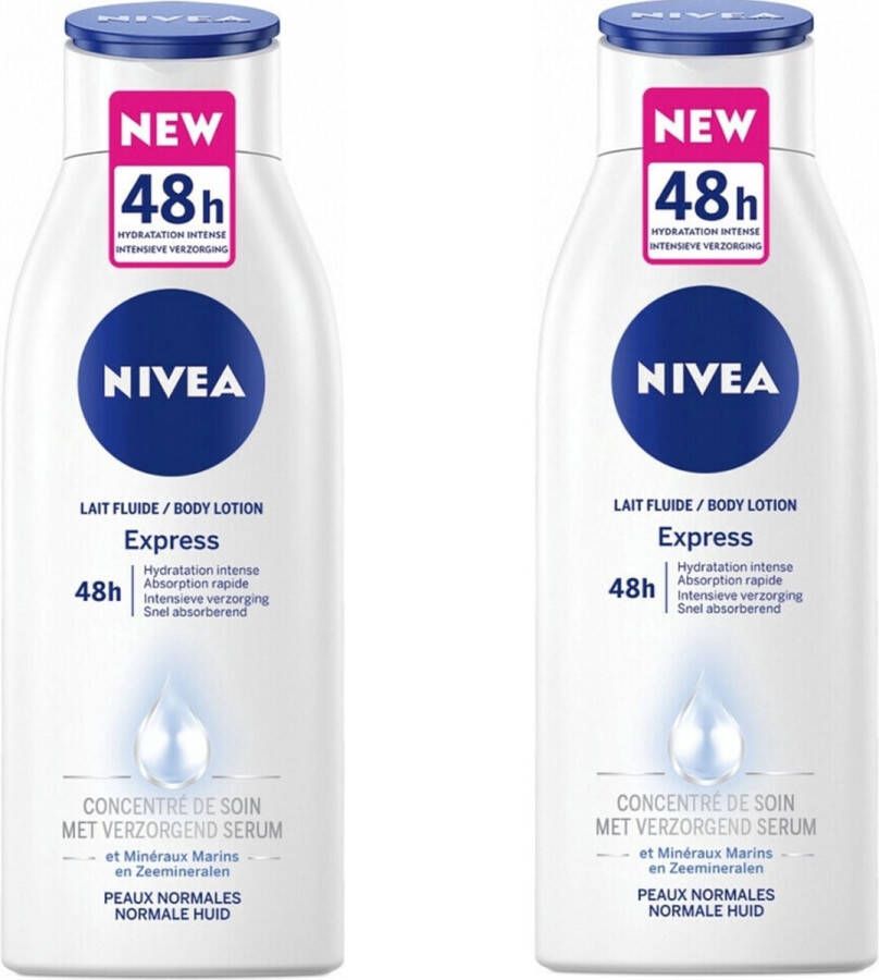 NIVEA Express Bodylotion Body Care Hydraterend en verzorgend serum Voordeelverpakking 2 x 400 ml