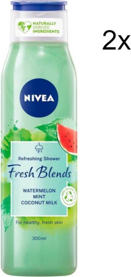 NIVEA Fresh Blends Refreshing Shower Gel 2 x 300 ml Watermelon Mint Coconut Milk