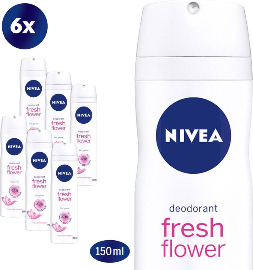 NIVEA Fresh Flower 6 x 150 ml Voordeelverpakking Deodorant Spray