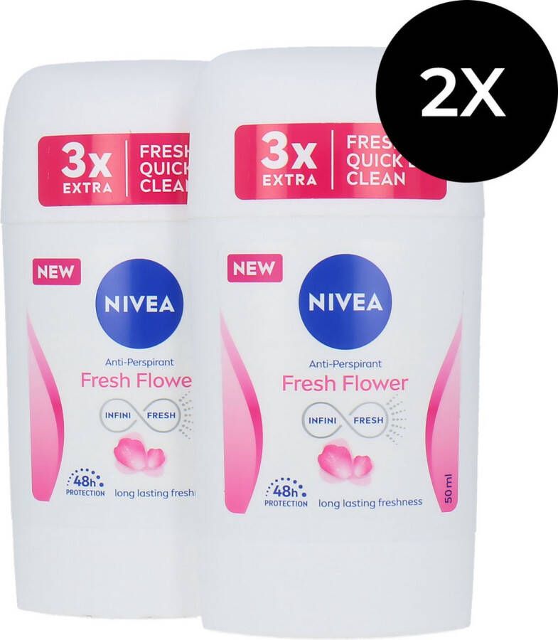 NIVEA Fresh Flower Deo Stick 2 x 50 ml