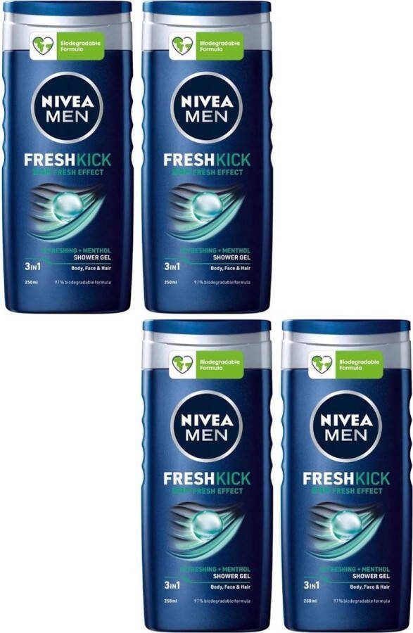 NIVEA Fresh Kick 3 in 1 Douchegel 4 x 250 ml